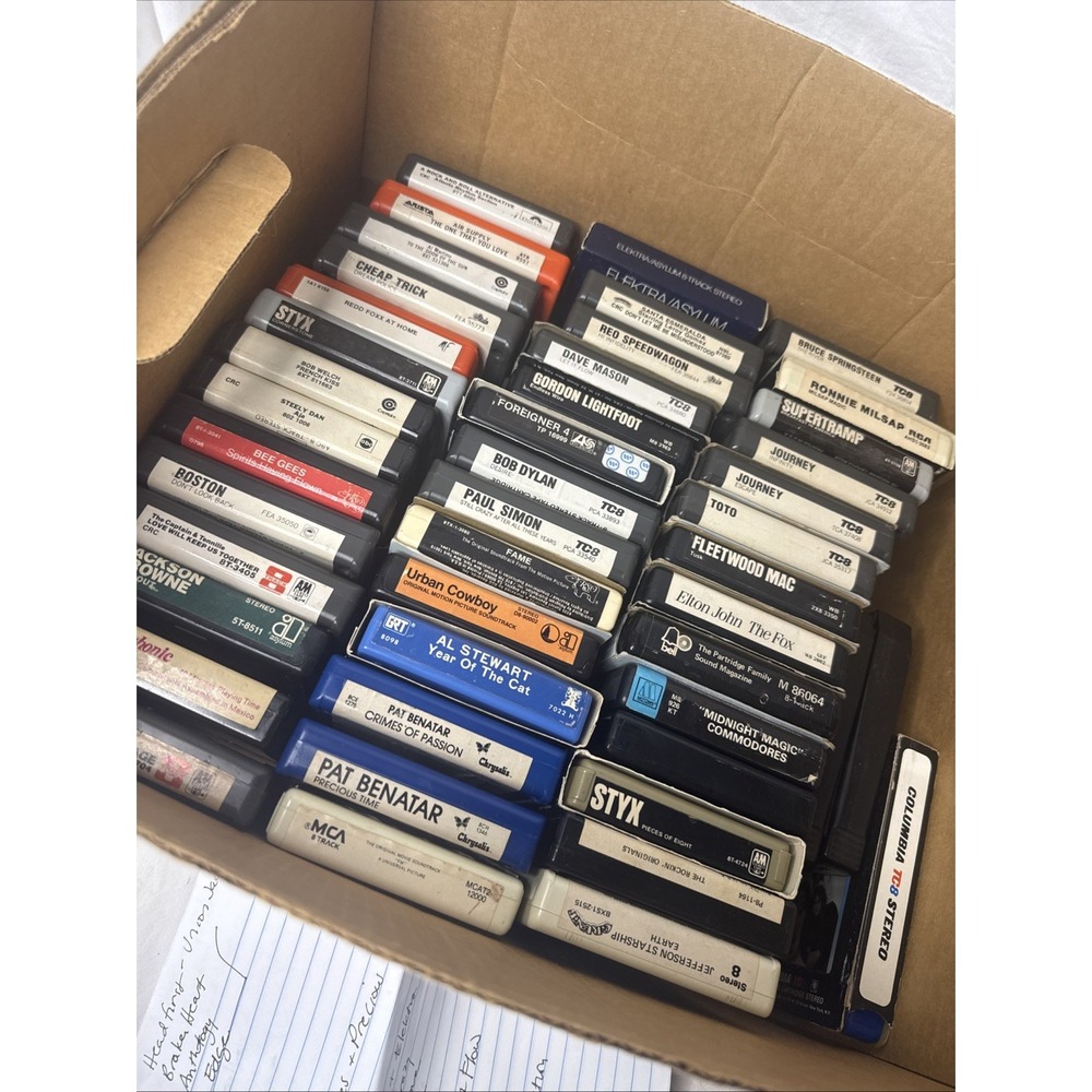Classic Yacht Rock 80's 8 Track Lot 45 Tapes Dylan Foreigner Boston Journey Styx